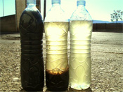 Agua de entrada - agua del reactor en sedimentaci&oacute;n - agua salida depuradora