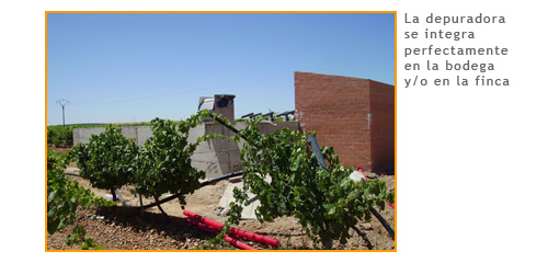 La depuradora se integra perfectamente en la bodega y/o en la finca.