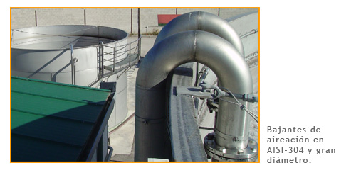 Bajantes de aireaci�n en AISI-304 y gran di�metro.