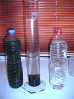 Agua de entrada - agua del reactor en sedimentaci&oacute;n - agua salida depuradora